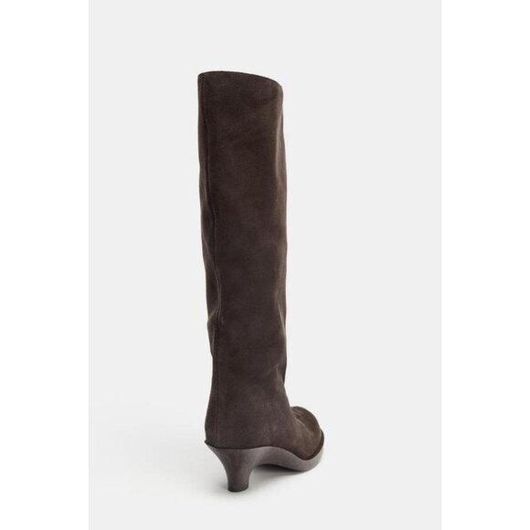ZARA SPLIT SUEDE KITTEN HEEL BOOTS - Picture 6 of 7